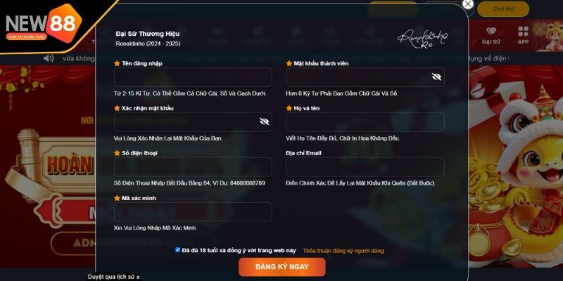 Điền thông tin theo yêu cầu